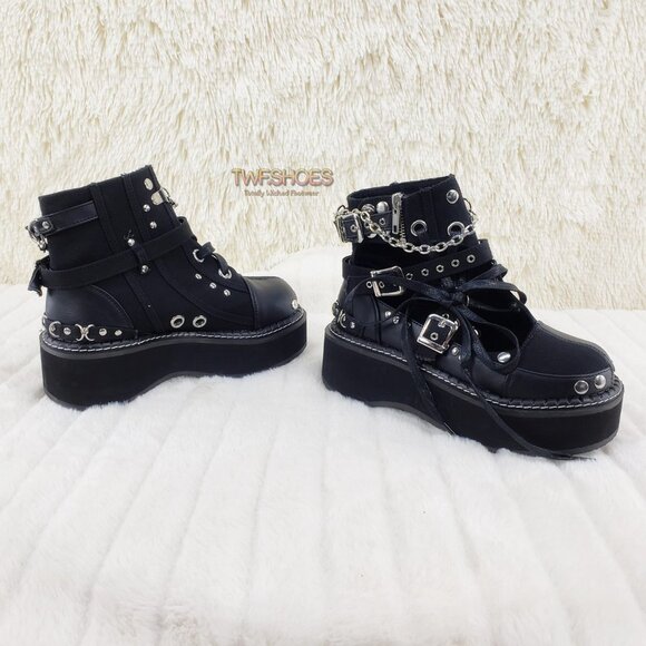 Emily Cut Out Platform Sandal Boots Goth Punk Ankle Boots - Picture 7 of 15